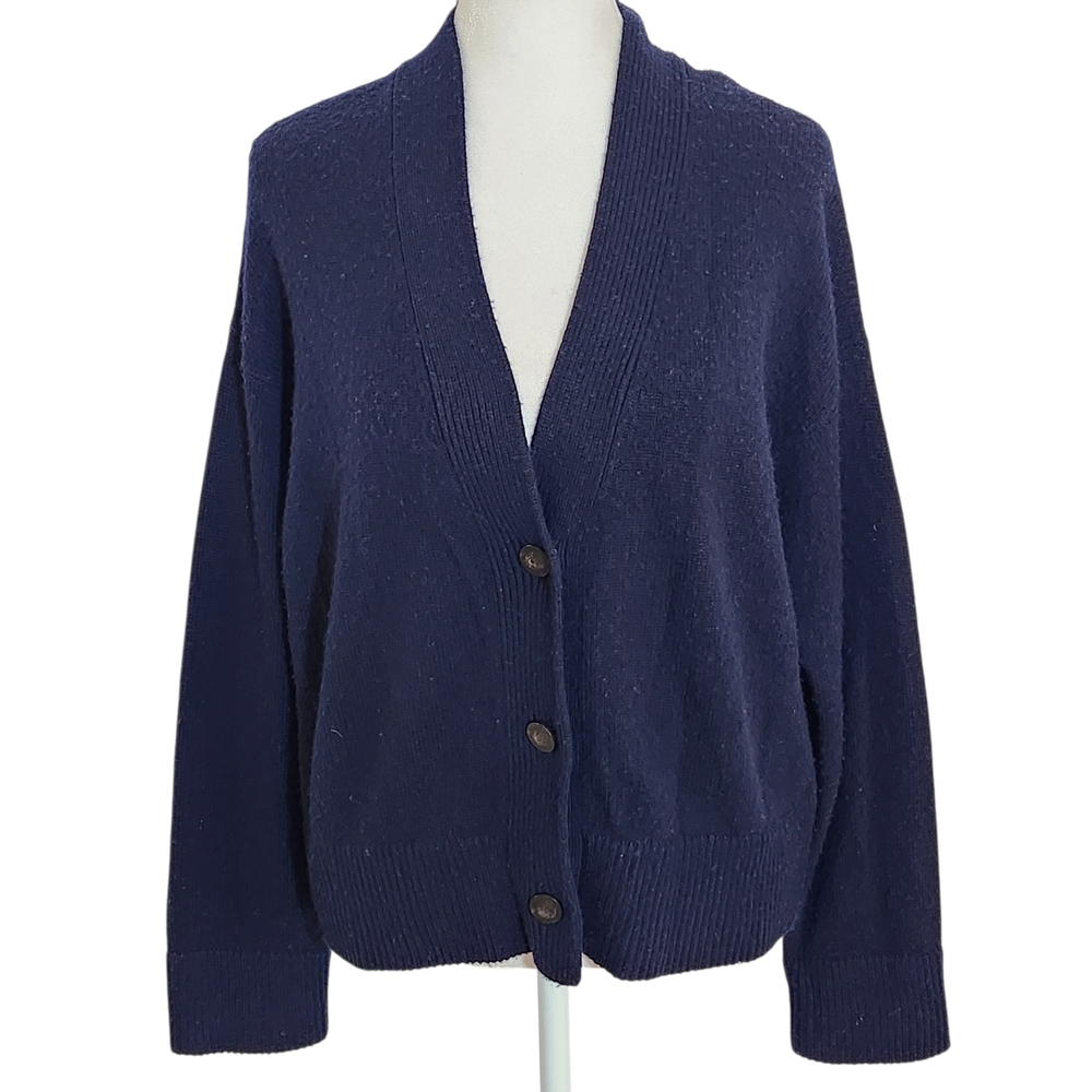 Vince Navy Cashmere Blend V-Neck Cardigan Size Medium